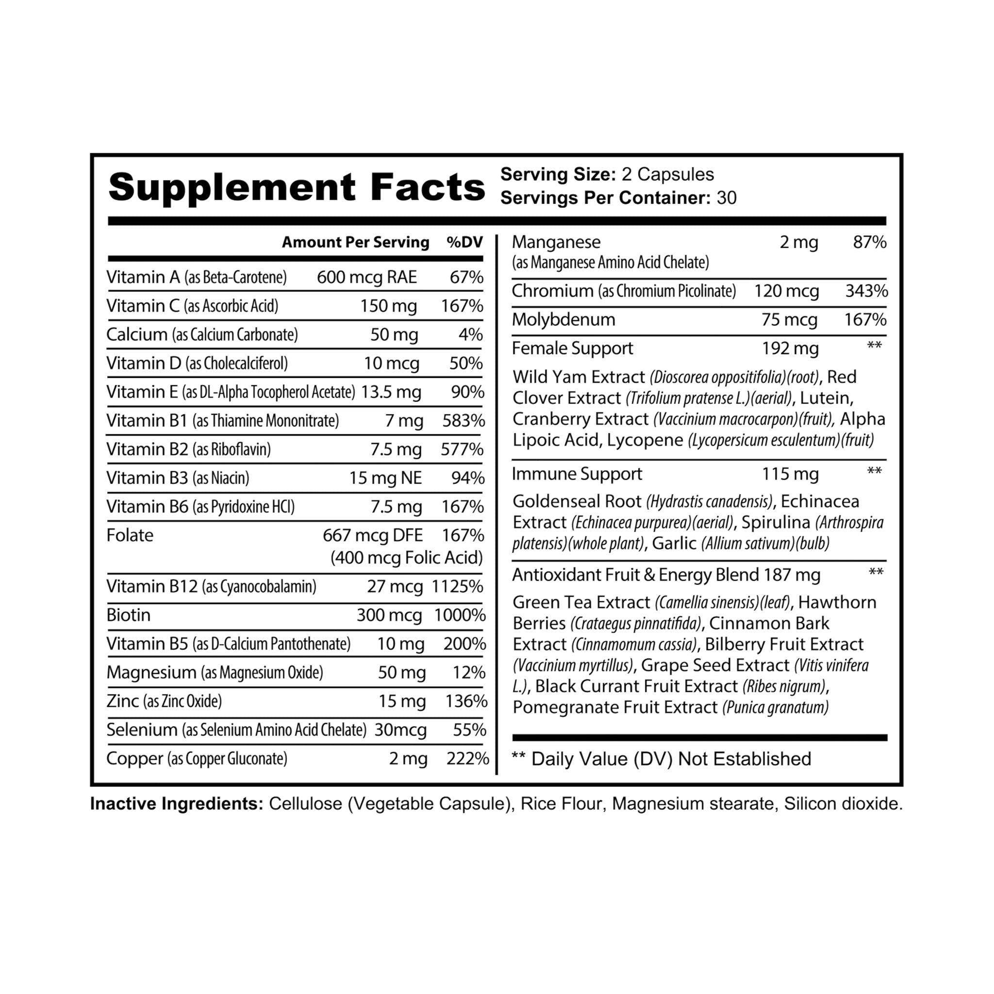 Haze Multivitamin for Women Supplement (60 Capsules)