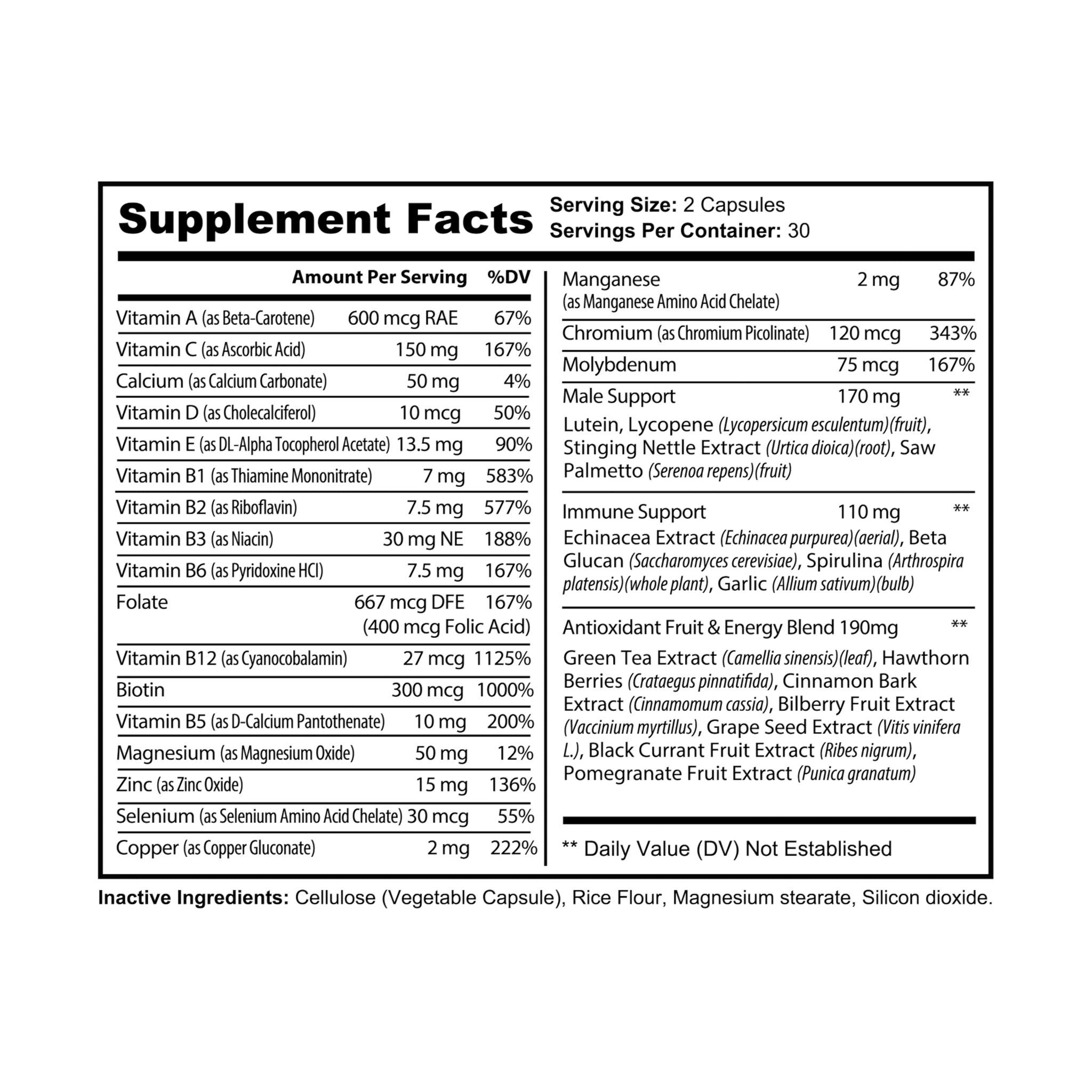 Haze Multivitamin for Men Supplement (60 Capsules)